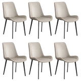 Simple Low Back Leather Side Chair with Metal Legs Image - 34