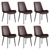 Simple Low Back Leather Side Chair with Metal Legs Image - 37