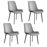 Simple Low Back Leather Side Chair with Metal Legs Image - 3