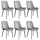 Simple Low Back Leather Side Chair with Metal Legs Image - 4