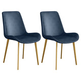 Simple Low Back Leather Side Chair with Metal Legs Image - 42