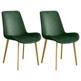 Simple Low Back Leather Side Chair with Metal Legs Image - 44