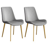 Simple Low Back Leather Side Chair with Metal Legs Image - 44