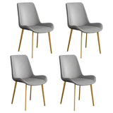 Simple Low Back Leather Side Chair with Metal Legs Image - 45