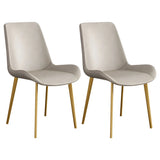 Simple Low Back Leather Side Chair with Metal Legs Image - 46