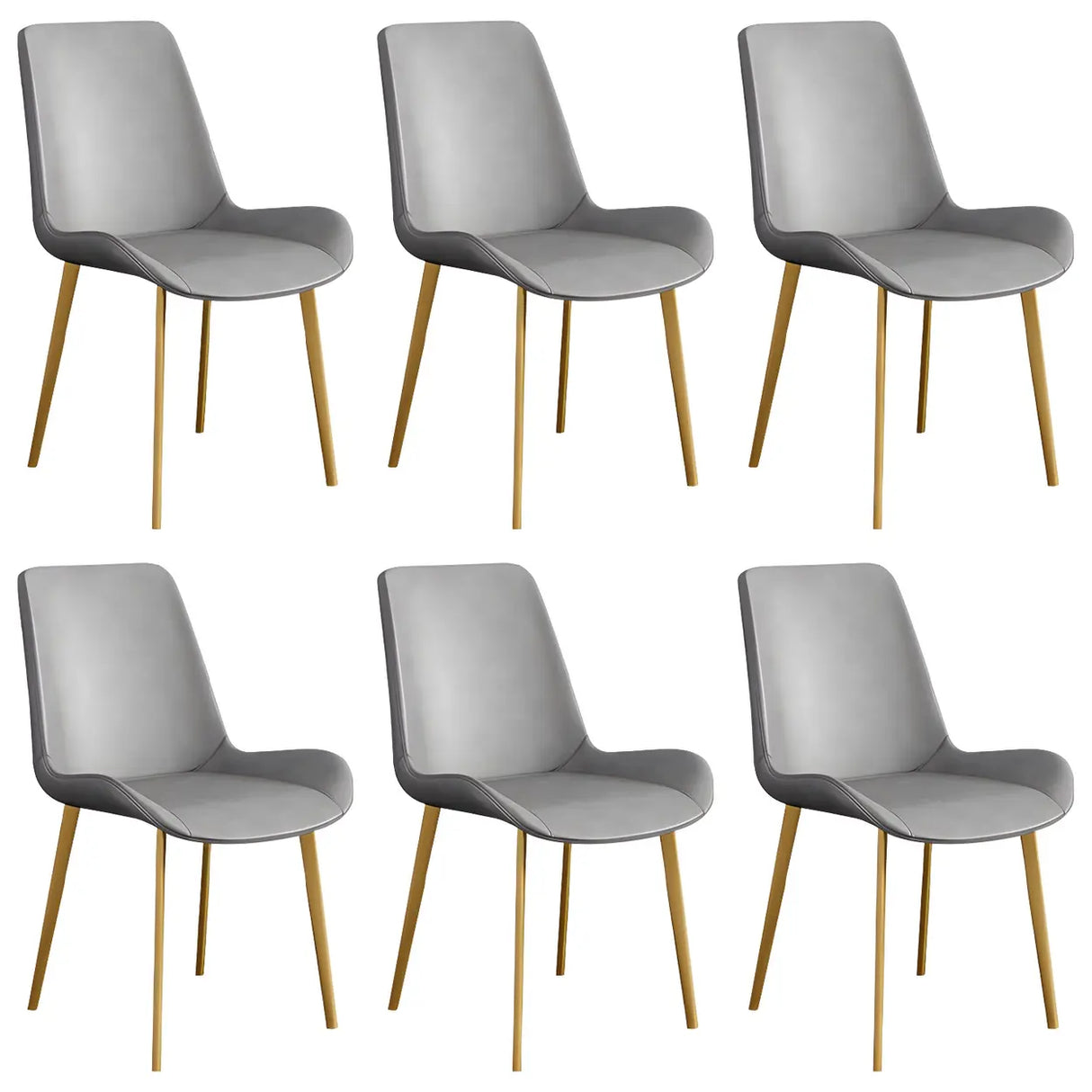 Simple Low Back Leather Side Chair with Metal Legs Image - 46