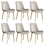 Simple Low Back Leather Side Chair with Metal Legs Image - 47