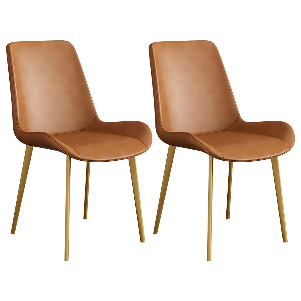 Simple Low Back Leather Side Chair with Metal Legs Image - 50