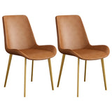 Simple Low Back Leather Side Chair with Metal Legs Image - 50