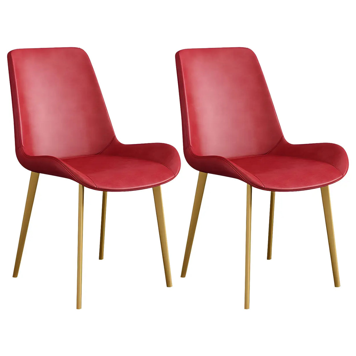 Simple Low Back Leather Side Chair with Metal Legs Image - 50