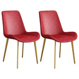 Simple Low Back Leather Side Chair with Metal Legs Image - 50