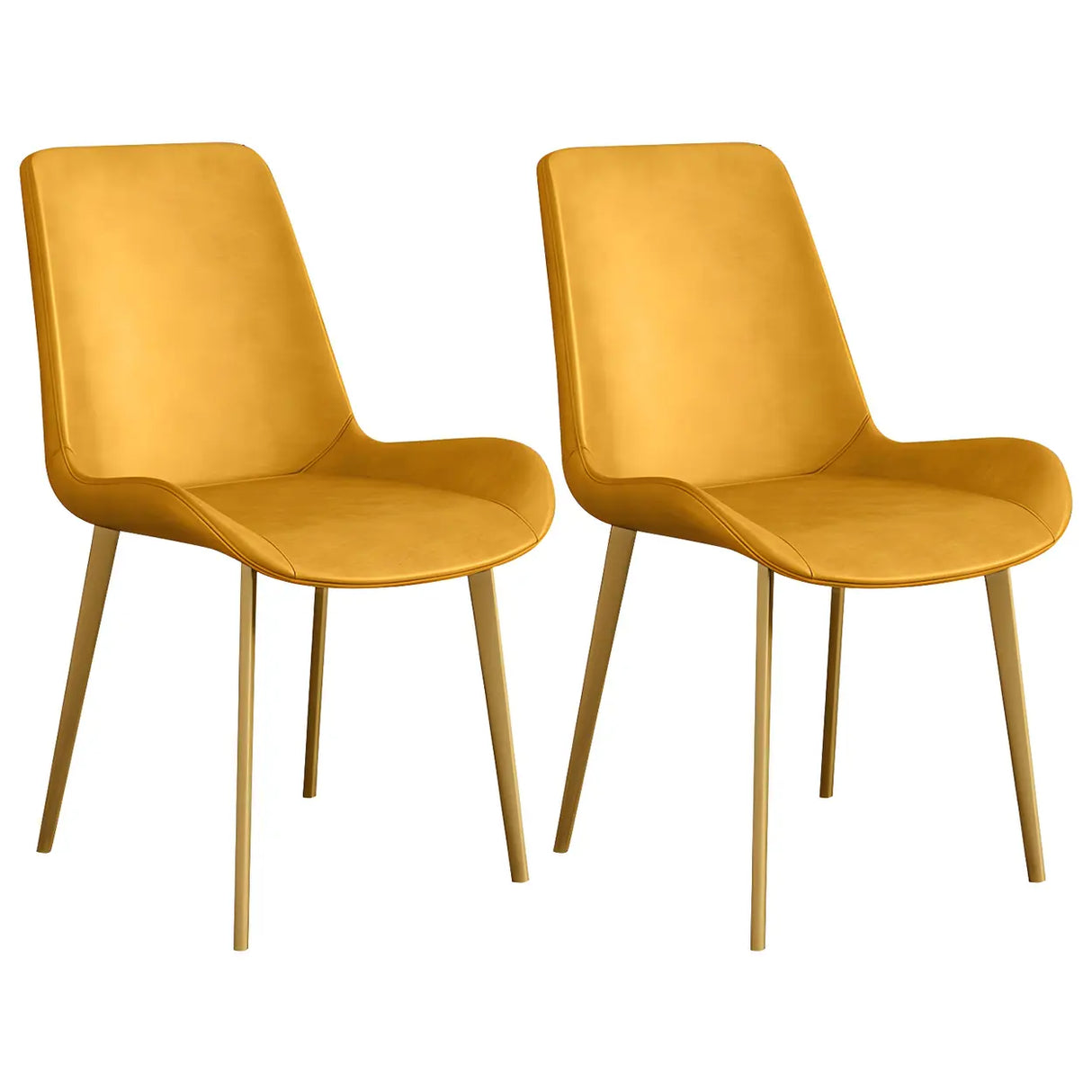 Simple Low Back Leather Side Chair with Metal Legs Image - 53