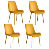 Simple Low Back Leather Side Chair with Metal Legs Image - 54