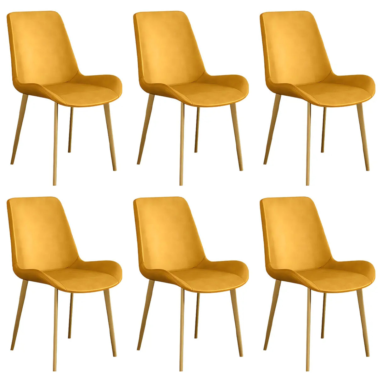 Simple Low Back Leather Side Chair with Metal Legs Image - 55