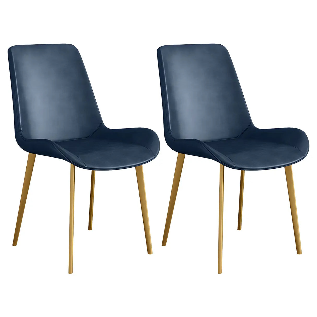 Simple Low Back Leather Side Chair with Metal Legs Image - 56