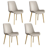 Simple Low Back Leather Side Chair with Metal Legs Image - 63