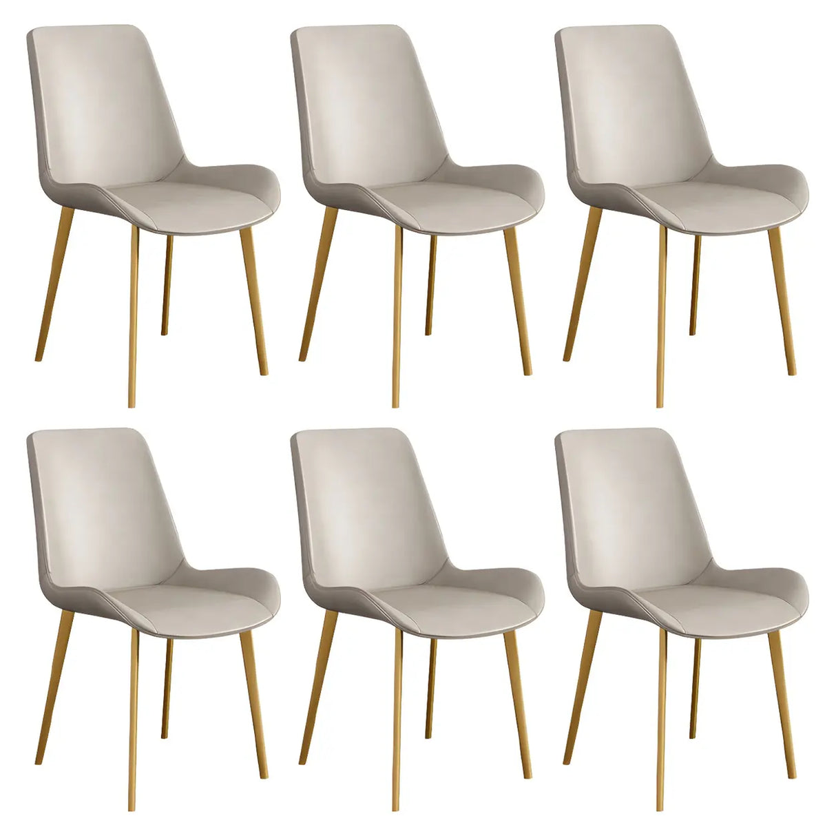 Simple Low Back Leather Side Chair with Metal Legs Image - 64