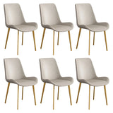 Simple Low Back Leather Side Chair with Metal Legs Image - 64