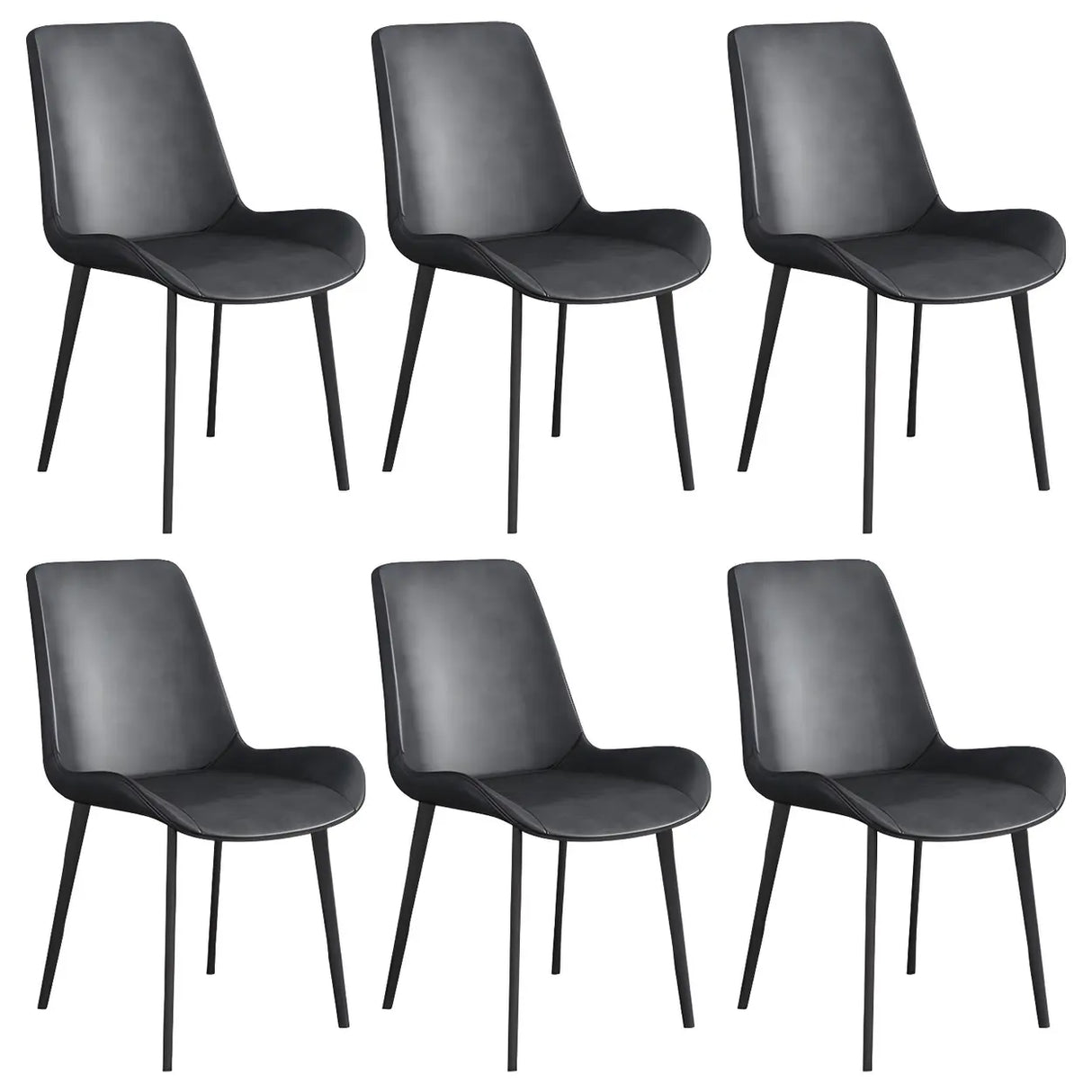 Simple Low Back Leather Side Chair with Metal Legs Image - 9