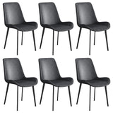 Simple Low Back Leather Side Chair with Metal Legs Image - 9
