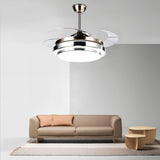 Simple Metal Stepless Dimming LED Ceiling Fan Light Image - 3