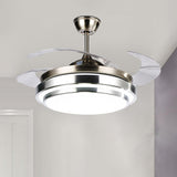 Simple Metal Stepless Dimming LED Ceiling Fan Light Image - 4