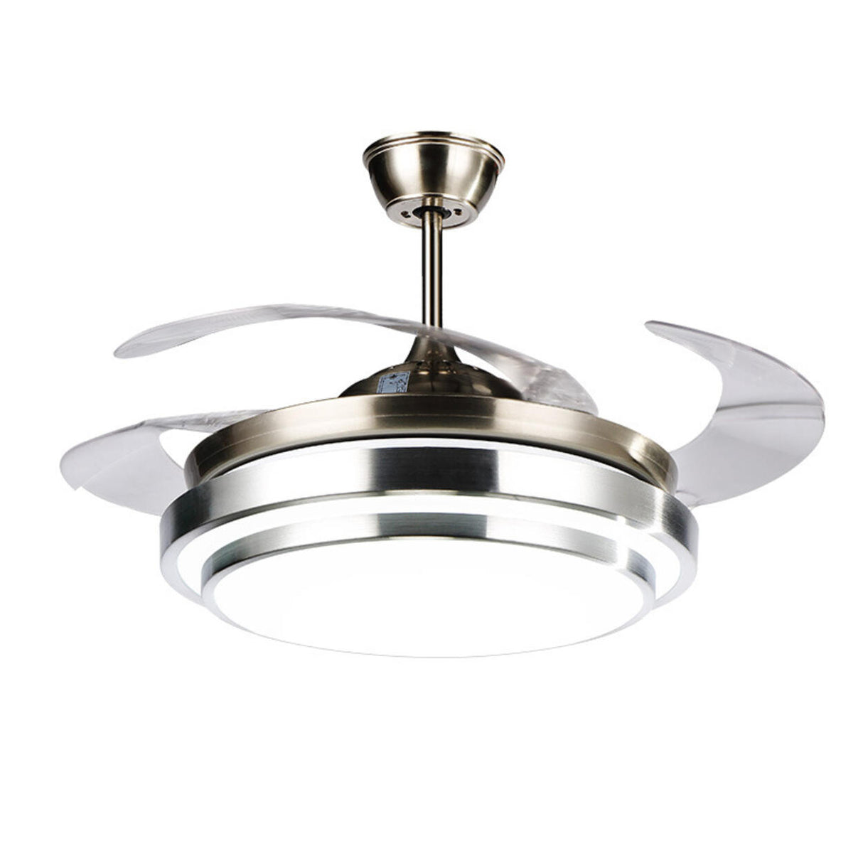 Simple Metal Stepless Dimming LED Ceiling Fan Light Image - 5