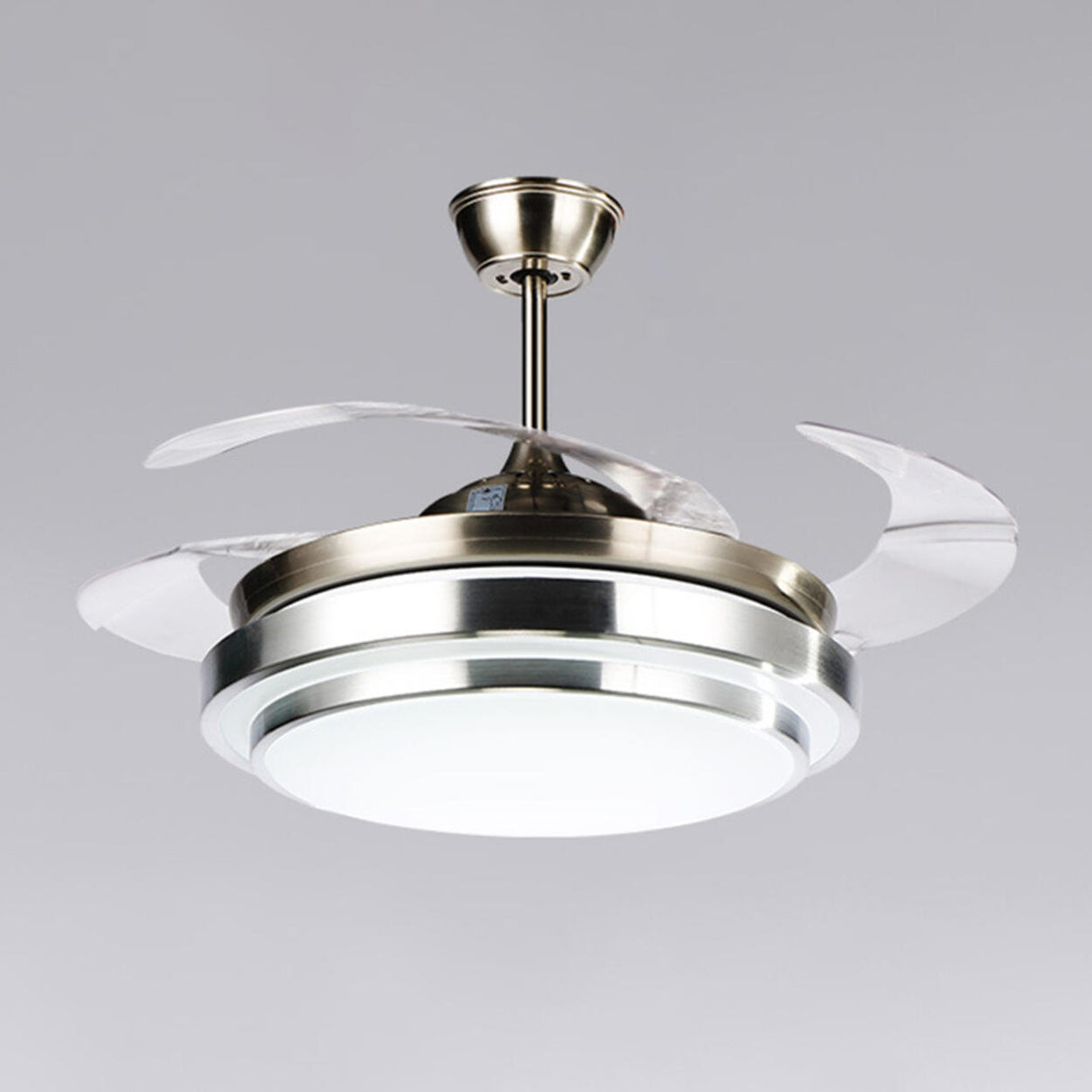 Simple Metal Stepless Dimming LED Ceiling Fan Light Image - 6