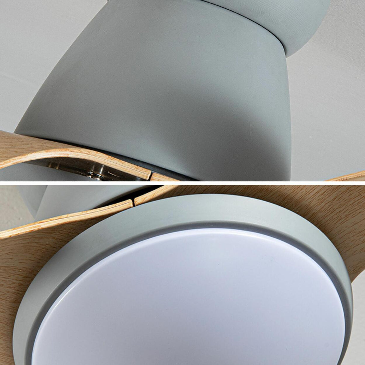 Simple Mini 3-Blade Flush Wood Ceiling Fan with Light Image - 10