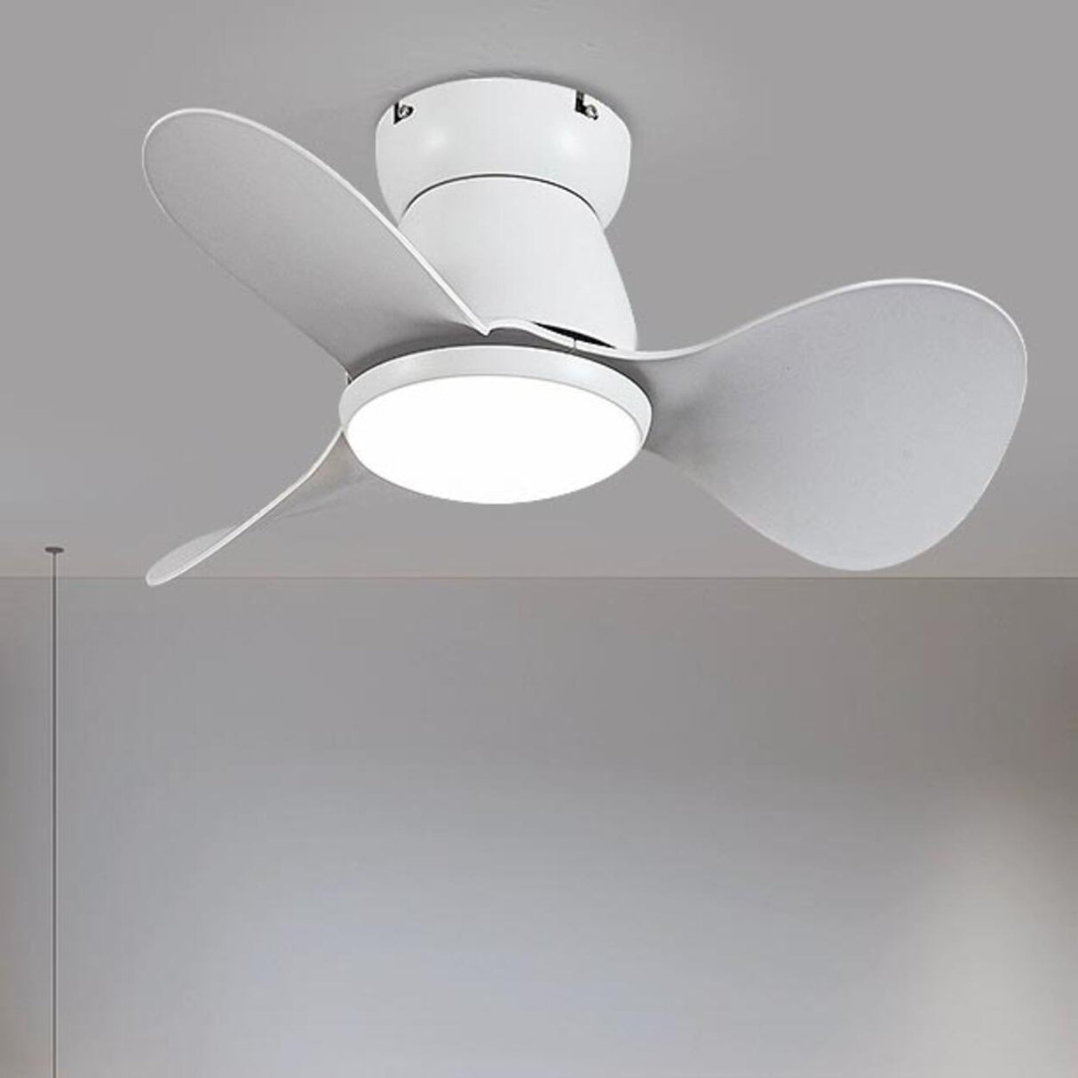 Simple Mini 3-Blade Flush Wood Ceiling Fan with Light Image - 3