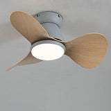 Simple Mini 3-Blade Flush Wood Ceiling Fan with Light Image - 6