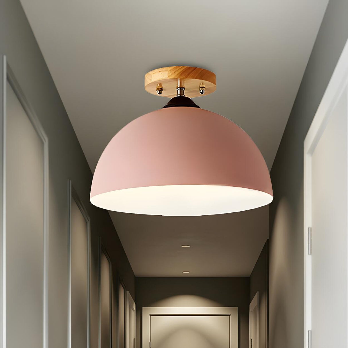 Simple Mini Balcony Dome Semi-Flush Mount Ceiling Light Image - 18