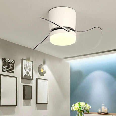 Simple Mini Column 3 Clear Blade Ceiling Fan with Light Image - 1