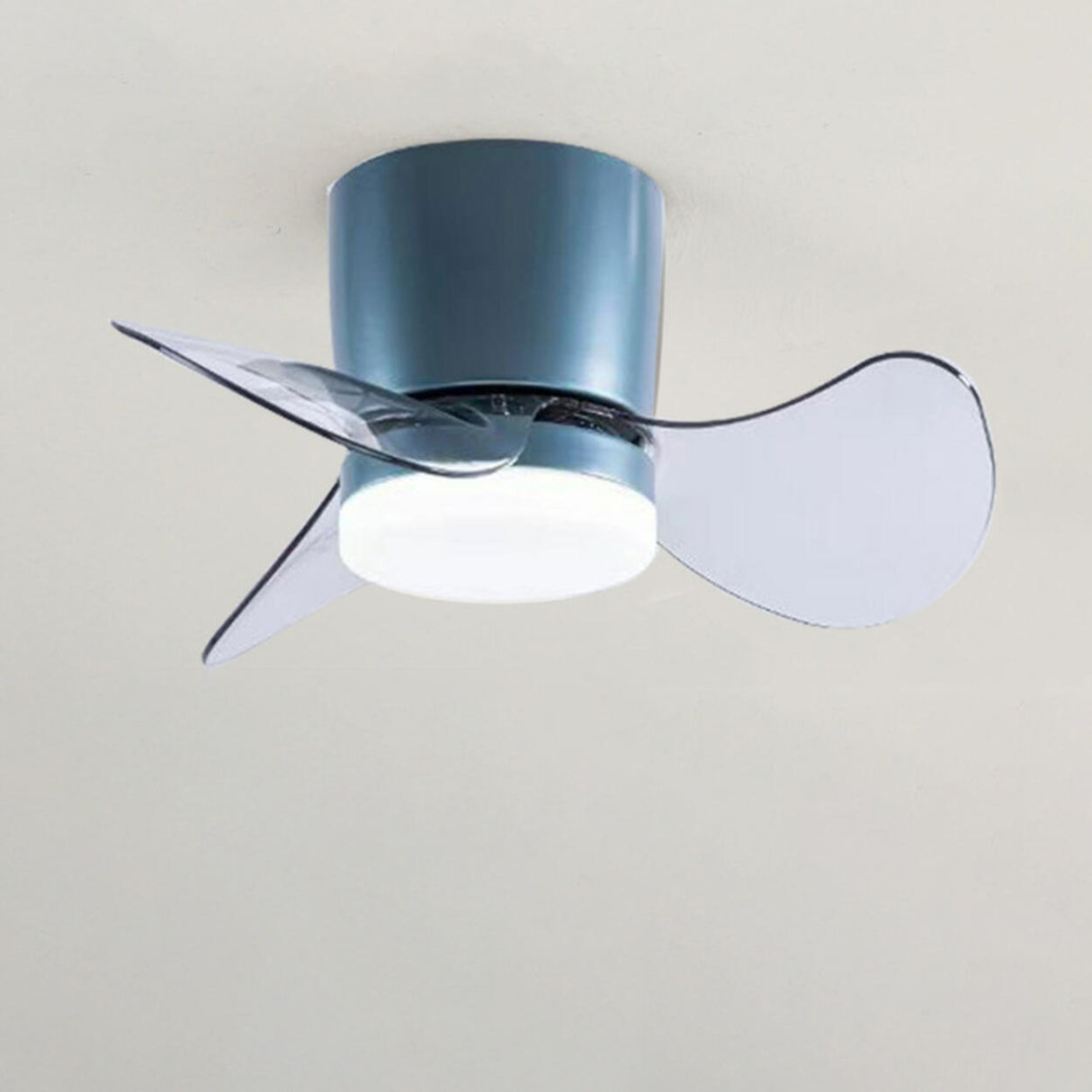 Simple Mini Column 3 Clear Blade Ceiling Fan with Light Image - 9