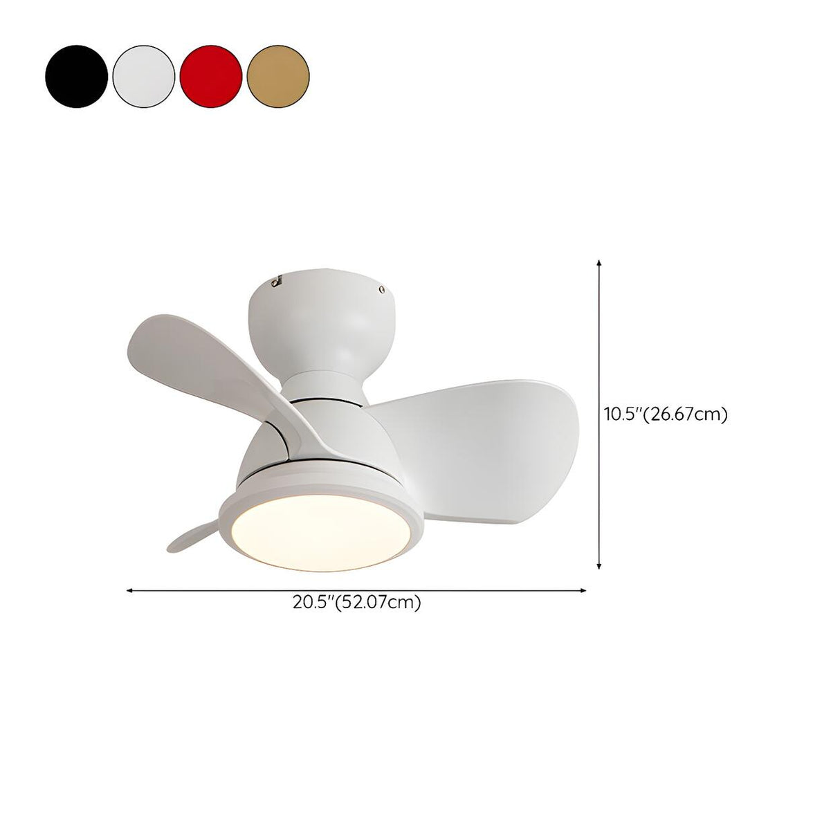Simple Mini Flush Modern 3 Blade Ceiling Fan with Light 