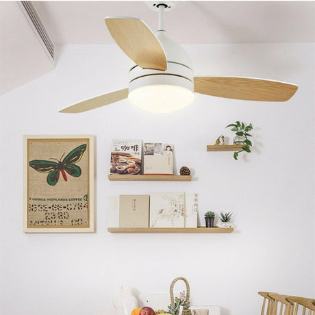 Simple Modern 3-Blade LED Remote Ceiling Fan with Light Image - 2