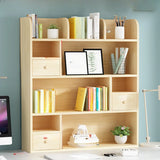 Simple Modern Desktop Wood Grain Storage Bookshelf Image - 14