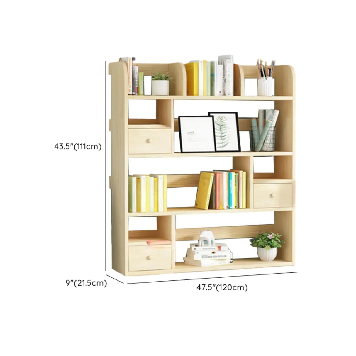 Simple Modern Desktop Wood Grain Storage Bookshelf Image - 48