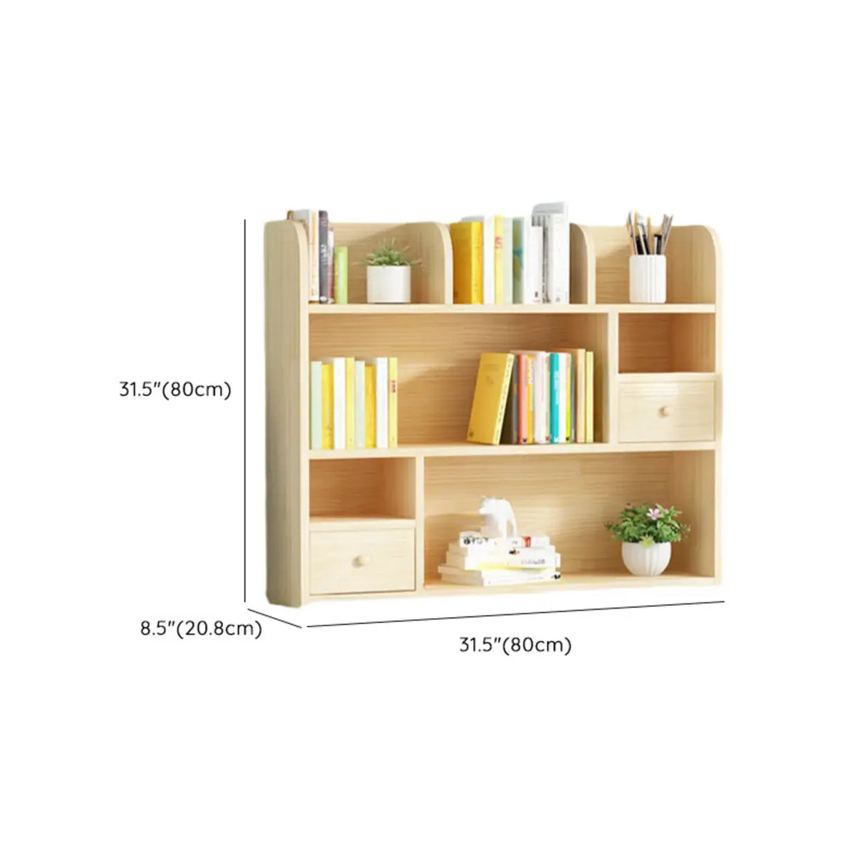 Simple Modern Desktop Wood Grain Storage Bookshelf Image - 67