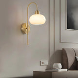 Simple Modern Globe Glass Gold Bedroom Wall Sconce Image - 12