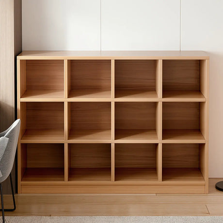 Simple Modern Rectangular Natural Wood Short Bookcase Image - 1