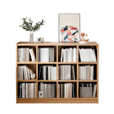 Simple Modern Rectangular Natural Wood Short Bookcase Image - 10