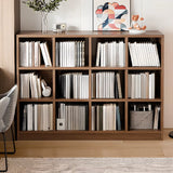 Simple Modern Rectangular Natural Wood Short Bookcase Image - 17