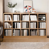 Simple Modern Rectangular Natural Wood Short Bookcase Image - 19