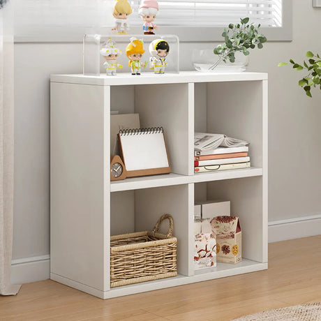 Simple Modern Rectangular Natural Wood Short Bookcase Image - 2