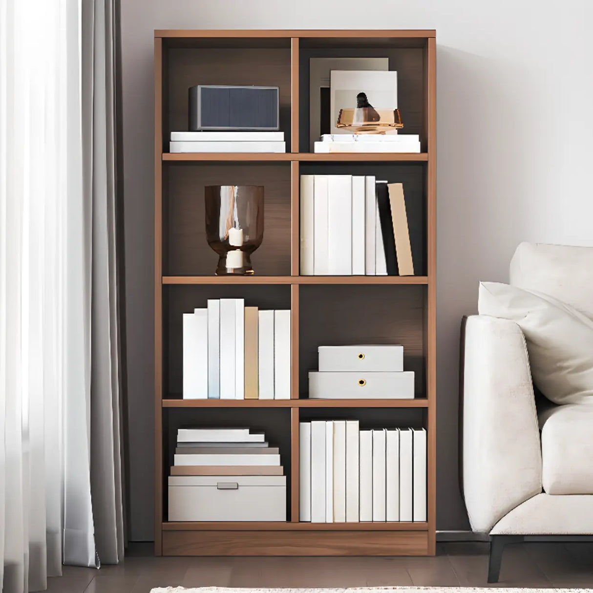 Simple Modern Rectangular Natural Wood Short Bookcase Image - 22