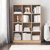 Simple Modern Rectangular Natural Wood Short Bookcase Image - 23