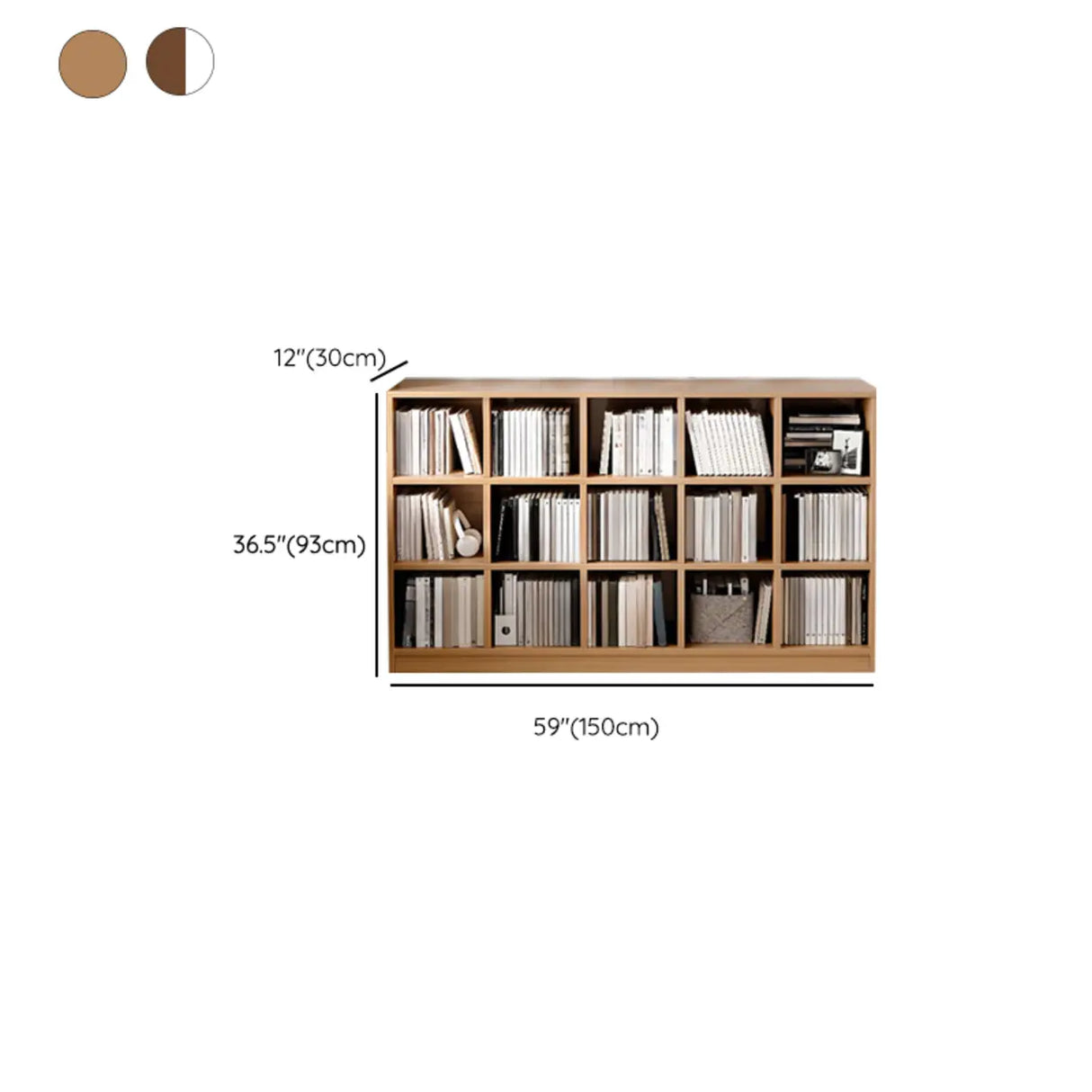 Simple Modern Rectangular Natural Wood Short Bookcase Image - 29