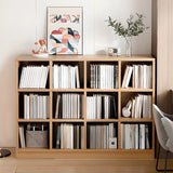 Simple Modern Rectangular Natural Wood Short Bookcase Image - 3