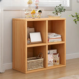 Simple Modern Rectangular Natural Wood Short Bookcase Image - 4